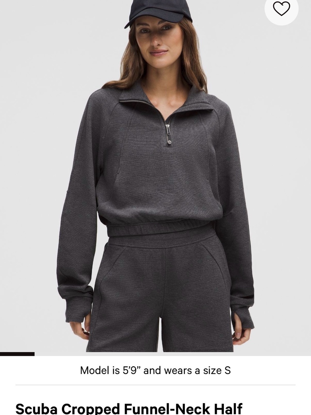 lululemon athletica Scuba Cropped Funnel-Neck Half-Zip Sweatshirt - Charcoal